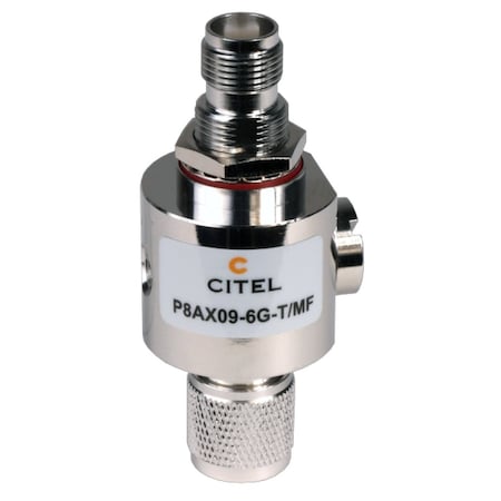 Citel Outdoor RF Protector, Dc-6.9 Ghz, Dc Pass, 25W, Imax 20Ka, M-F Tnc Connector P8AX09-6G-T/MF
